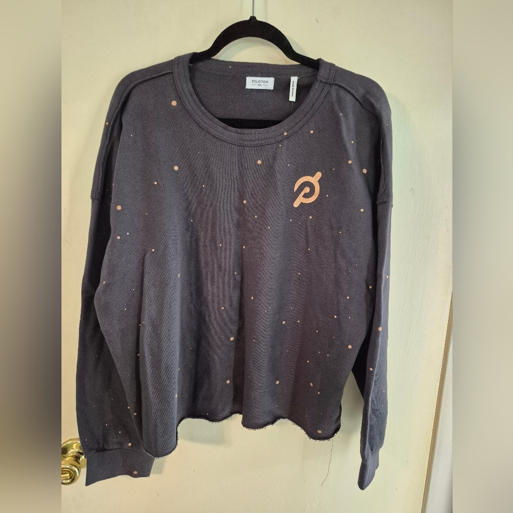 Peloton Black Long Sleeve Sweatshirt With Gold Splatters - Show Up & Shine